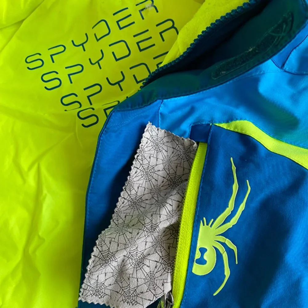 Kids Blue and Neon Green Hooded Winter Jacket